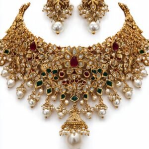 Multicolored Meenakari & Pearl Detailed Bridal Set